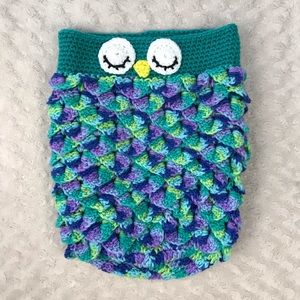 Infant Owl Photo Prop Swaddle Crocheted Teal Green